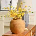 Large Ceramic Vase, 8.66 inch Tall Round Rustic Vase, Pottery Farmhouse Flower Vases for Home Decor, Living Room Shelf Decor, Enterway, Table