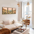 MUWAK Framed Mountain Landscape Canvas Wall Art Set of 3 – Rustic Wildflower and Sunset Nature Prints, Boho Floral Artwork Wall Decor with Wooden Frame for Living Room Bedroom Home Decor – 16x24in