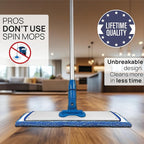 Microfiber Wholesale 24" Microfiber Mop System - Clean & Dust Hardwood, Laminate, & Tile Floors, Reusable Mop Heads, Adjustable Handle, Washable Micro Fiber Wet & Dry Pads, Industrial & Commercial