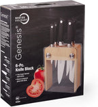 Mercer Culinary M20050 Genesis 6-Piece Wood / Glass Knife Block Set