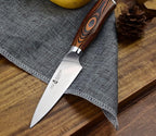 TUO Paring Knife, 4 inch Small Kitchen Knife for Fruit Peeling, High Carbon German Stainless Steel, Ergonomic Pakkawood Handle - Fiery Phoenix Series