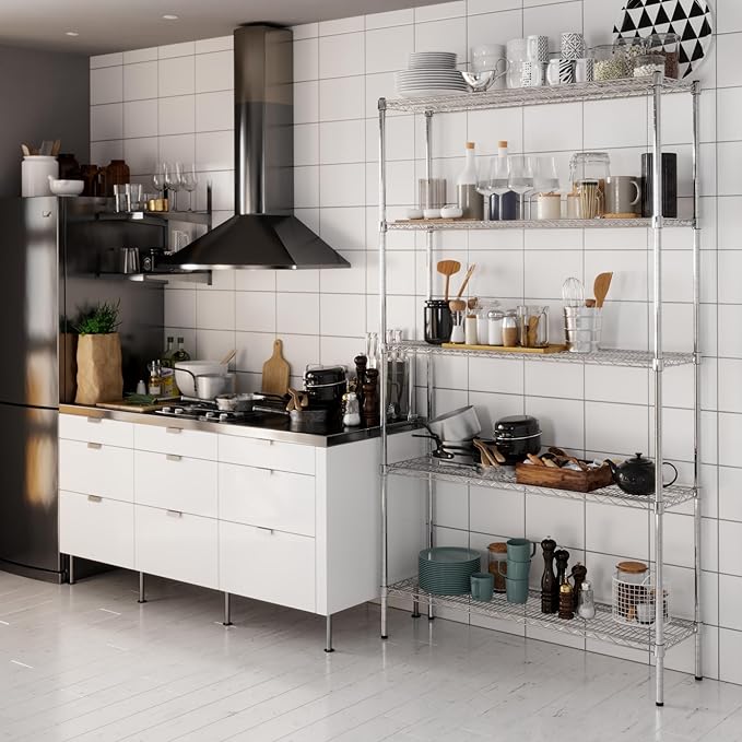 14" Deep x 48" Wide x 86" Height Wire Shelving Kit | 5-Tier | NSF Commercial Storage Rack Unit