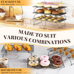 Cooling Racks for Cooking and Baking - 3 Tier Stackable Grid Wire Baking Rack for Oven Cooking, Baking, Grilling, Roasting -Dishwasher Safe Bacon Rack