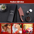 Huusk Meat Cleaver Knife, Hand Forged Butcher Knife for Meat Cutting, Full Tang Viking Knife with Sheath, Japanese Chef Knives for Kitchen, Outdoor Cooking, Camping, BBQ, Gift for Man and Women