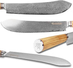 YOUSUNLONG Breaking Knife Bull Nose Pro Butcher Knife 10 Inch Japanese Damascus Steel Italian Olive Wood Handle with Leather Sheath