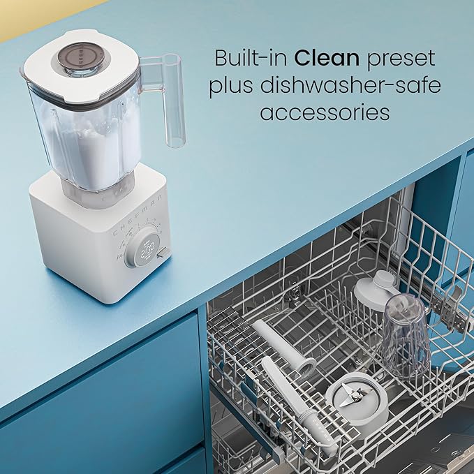 Chefman Obliterator 48 oz Countertop Blender for Smoothies, 1380W Motor to Crush Ice, Nuts, and Frozen Fruit with Stainless Steel Blade, Auto Blend Function, Includes 20 oz Travel Jar