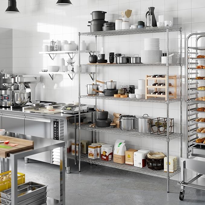 18" Deep x 60" Wide x 86" Height Wire Shelving Kit | 5-Tier | NSF Commercial Storage Rack Unit
