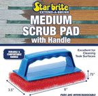 STAR BRITE Scrub Pad with Handle (Medium) (Red) (040130)