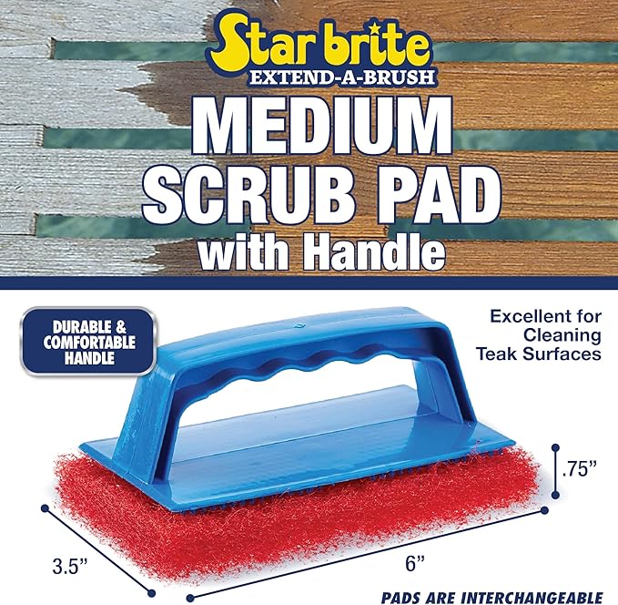 STAR BRITE Scrub Pad with Handle (Medium) (Red) (040130)