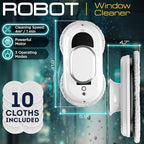 White Automatic Window Cleaner Robot W100, 11.8 x 5.9 x 4.7 Inch with 3 Modes and 10 Cloth Pads. Window Vacuum Cleaner for Windows Without Water Spray. Automatic Glass Cleaner Vacuum, 72dB
