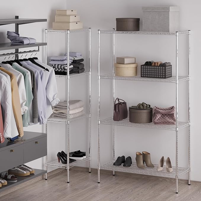 18" Deep x 42" Wide x 74" Height Wire Shelving Kit | 4-Tier | NSF Commercial Storage Rack Unit