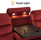 MCombo Wall Hugger Recliner Sofa with Drop Down Table, Power Reclining Sofa with Adjustable Headrest, USB A&C Charge Ports, Reading Lamp, Cup Holders, for Living Room, RVs (Fabric, ST258M3, Burgundy)