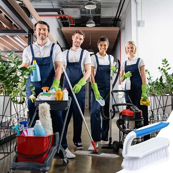 Lallisa 6 Pcs Scrub Brush for Cleaning with Handle Comfortable to Grip Heavy-Duty Flexible Stiff Bristles Scrubber Brushes Bulk for Shower Bathroom Carpet Kitchen Floor Tiles (Blue,Green)