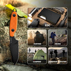 Kizer Muskrat Fixed Blade Knife, 3.15 In D2 Blade EDC Knife Argyle Pattern Orange G10 Handle Neck Knives for Men Women, Outdoor Hunting Hiking Survival Camping Knives with Sheath, 1064M2