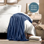 Bare Home Fleece Blanket - Twin/Twin Extra Long - Ultra-Soft Lightweight for Bed, Sofa, and Couch - Luxury Microplush - Cozy Warm Blanket (Twin/Twin XL, Dark Blue)