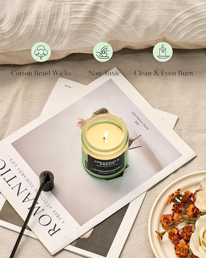 M&SENSE Orange Creamsicle Scented Candle, 7.05oz 50 Hours Slow Burning Non Toxic Natural Soy Wax 2 Wick Candle for Home Scented, Long Lasting Home Fragrance Gifts for Housewarming & Anniversry