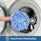 Matthew Spin Mop Replacement Kit - 4 Refill Heads, 30-58in Handle & Base Combo Set (Blue, 1-Tank System)