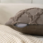 Set of 2 Soft Moroccan Throw Pillow Covers 16x16 Inch Plush Boho Decorative Pillow Cover Accent Cushion Case for Couch Sofa Bed, Deep Grey