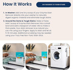 Enzyme Laundry Stain Remover - Natural Laundry Detergent Booster for Blood, Grass, Pet Urine & Odor - Biological Washing Powder for Clothes, Couch Fabric (50 Scoops)