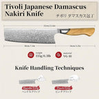TIVOLI Damascus Nakiri Knife 6.5 Inch – Japanese VG-10 Multipurpose Kitchen Knife for Vegetables and Meat with Ergonomic Olive Wood Handle, Gift for Mom & Dad