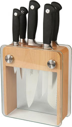 Mercer Culinary M20050 Genesis 6-Piece Wood / Glass Knife Block Set