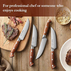 HEZHEN 5.3 Inch Steak Knives, Non Serrated Steak Knife Set of 4, German Steel Steak Knife Set,Professional Straight Sharp Edge Knives - Full Tang Ergonomic Handle