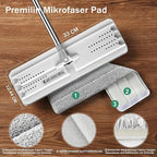 JOYMOOP Flat Mops, Microfiber Mop for Floor Cleaning and Wall Cleaner, 50" Mop Handle with Flexible 13" Flat Head with a Microfiber Mop Pad - White