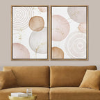 SIGNFORD Framed Wall Art Print Set Pastel Pink Gray Watercolor Circles Abstract Shapes Illustrations Modern Minimalist Relax/Calm Multicolor for Living Room, Bedroom, Office - 16"x24"x2 Natural