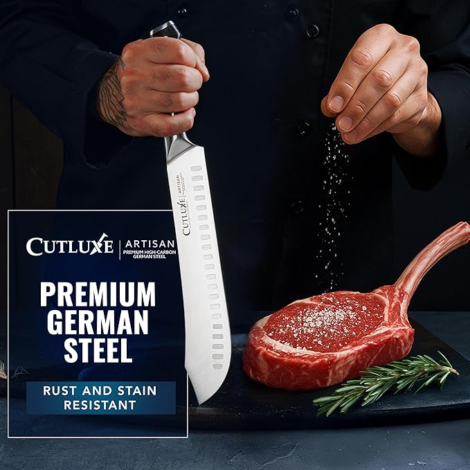 Cutluxe Butcher Knife – 10″ Bullnose Carving Knife, Forged High Carbon German Steel – Full Tang & Razor Sharp – Ergonomic Handle Design – Artisan Series