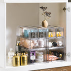 Sorbus Small Wide Clear Stackable Storage Drawers – 4-Pack Plastic Organizer Bins with Handles – Stackable Pull-Out Storage Drawers for Closet, Pantry, Office, Bathroom, Craft, and Toy Organization