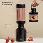 Beast Mega 1200 Plus | Premium Countertop Blender | Smoothies, Shakes, Sauces, Dips, Soups | Blends Ice and Frozen Fruit | XL Vessel | With Extra Vessels, Straw System | 1200W | (Carbon Black, 120V)