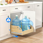 WelFurGeer Birchwood Pot and Pan Organizer with Soft-Close Drawer, Pull Out Cabinet Organizer, Heavy-Duty Slide-Out Storage for Baking Sheets, Cutting Boards, and Kitchen Utensils