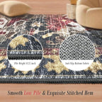 RUGSURE Washable Area Rugs - Perfect for Living Room, Bedroom, Kids Room, Nursery - Stain & Water Resistant Non-Slip, Pet & Child Friendly, Vintage Tribal Area Rugs (Rust, 8' x 10')