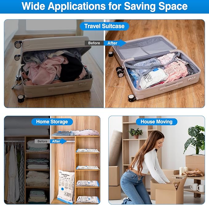 Cordless Electric Pump for Vacuum Storage Bags Travel Air Pump for Various Space Saver Bags Portable Rechargable Seal Bag Pump for Compression Clothes, Blanket, Luggage (Storage Bag Not Included)