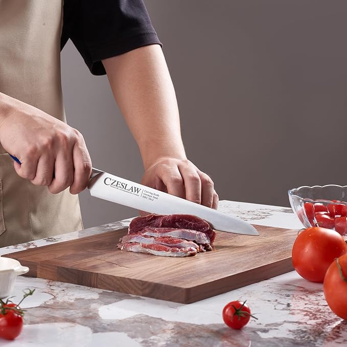 Carving Knife 2pcs, Brisket Knife and Slicing Knife, Meat Cutting and BBQ Knife, Razor Sharp Carving Knife for Meat, Forged from High Carbon German Steel, Full Tang Prussia Blue Handle