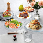 NUTRIUPS 6 Pack 7in Small Glass Plates - with Lipped Edge - Clear Glass Plate, Tempered Glass Plates Set of 6, Clear Dessert Plate, Dishwasher & Microwave Safe