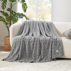 Cozy Bliss Ultra Soft Waffle Blanket - Lightweight Cozy Blankets Gift for Women,Cute Checkered Throws Blanket for Bed, Couch and Sofa,Grey,66x90 Inches