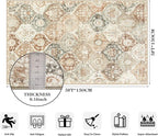 Lahome Moroccan Trellis Small Area Rug, 3x5 Washable Rug for Bedroom Living Room, Non-Slip Oriental Accent Throw Carpet for Kitchen Office Entryway Bathroom Office, Khaki