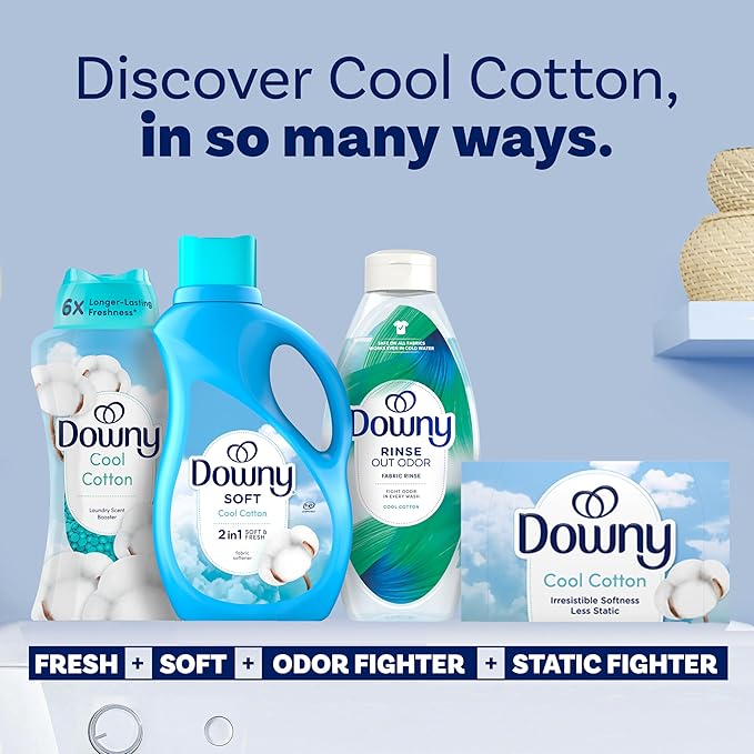 Downy Fabric Softener Liquid, Cool Cotton Scent, 111 fl oz, 150 Loads