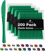 Party Solids Emerald Green Plastic Knives 200 Pcs Green Knives Disposable Utensils Heavy Duty Plastic Cutlery Set Disposable Cutlery Sets Flatware Sets Silverware Set Party Supplies & Party Tableware