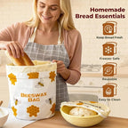 OHIYO Beeswax Bread Bags for Homemade & Reusable Bowl Cover for Proofing, Elastic Sourdough Bowl Cover, Bread Baker Set