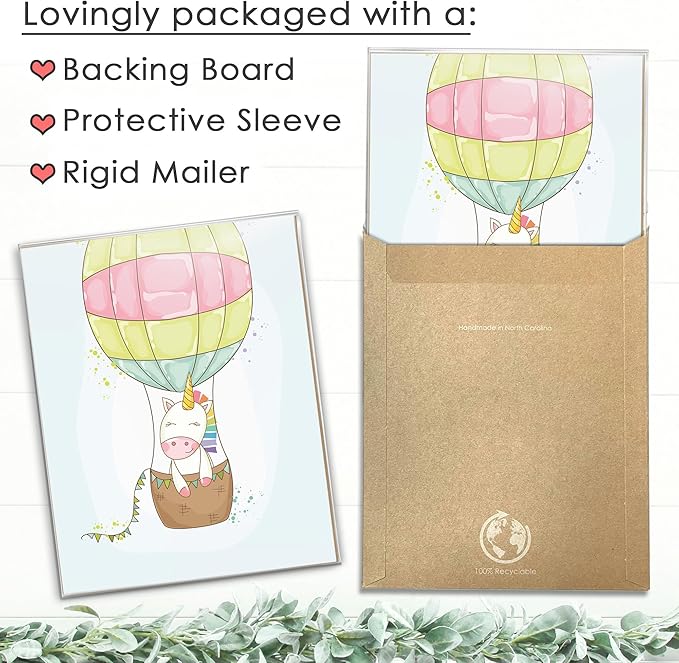 Unicorn Wall Decor Art Prints (Set of 4) - Unframed - 8x10s | Girls Room Decor | Enchanting and Whimsical Design | Adding Fantasy and Charm to Kids' Rooms or Nurseries | Wall Art for Unicorn Lovers