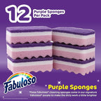 Fabuloso Sponges, Purple - Scratch-Free Scrubber for Dishes and Surfaces - Dishwashing Sponge for Bold and Bright Cleaning Experience, 12 Count