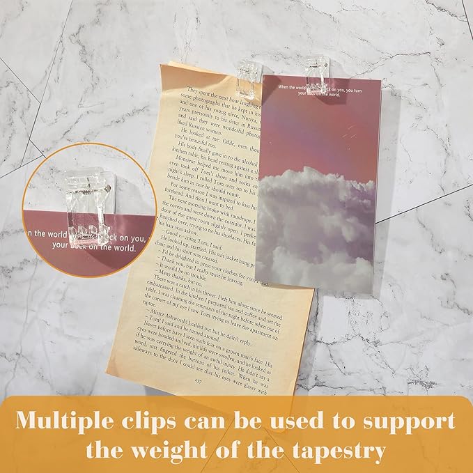30 Pieces Self-Adhesive Clips Wall Tapestry Clips Sticky Plastic Photo Small Hanging Spring for Poster Photo Wall Teacher Student Home Applications(Clear)