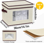 homyfort 2 Pack Wine Glass Storage Box with Dividers, Stemware Storage Case Organizer, China Crystal Glass Storage Containers for 24 Goblets (Beige)