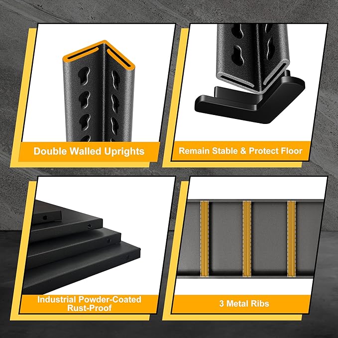 40" W Garage Shelving Heavy Duty, 1440LBS Loads Garage Storage Shelves Heavy Duty, 3-Tier Metal Shelving Units and Storage Racks, Industrial Utility Shelf,40" Wx18 Dx36 H, Black