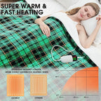 Green Heated Blanket Electric Twin Size 62X84, Christmas Heating Blanket, Plaid Sherpa Winter Blankets Warmer, 10 Heating Levels & 8-Hour Auto Off, Fast Heated House Warming Gifts New Home Decor