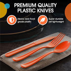 Party Solids Orange Plastic Knives 200 Pcs Orange Knives Disposable Utensils Heavy Duty Plastic Cutlery Set Disposable Cutlery Sets Flatware Sets Silverware Set Party Supplies & Party Tableware