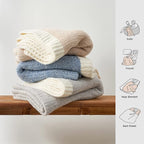 Snuggle Sac Heather Beige Throw Blankets Luxurious Microfiber Fabric, Reversible Super Soft Throws Warm Cozy Knit Fuzzy Plush Throw Blanket for Couch, Bed, Sofa, Camping, Beige,50x60 inches