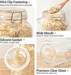 ComSaf Airtight Glass Canister Set of 3 with Lids 50oz Clear Food Storage Jars Square, Kitchen & Pantry Organization Food Storage Container for Canning, Sugar, Flour, Pasta, Candy, Cereal, Coffee